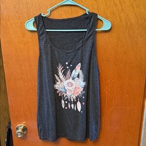 SHEIN Charcoal Floral Tank Top